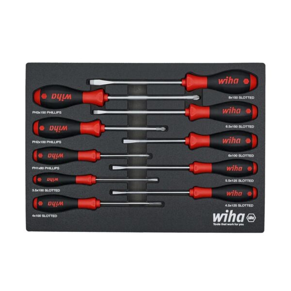 Wiha SoftFinish Cushion Grip Screwdriver Tray Set (10-Piece)