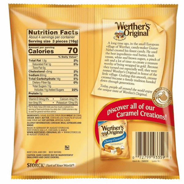 Sweetzo - Werther's Original Caramel Hard Candy, Individually Wrapped Shareable Bite Sized Candies, Office Jar Fillers, 2.36 Ounces (Pack of 3)