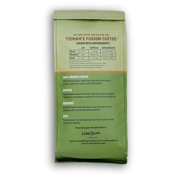 Tieman's Fusion Coffee, Low Acid Decaf, Ground, 10 ounce bag